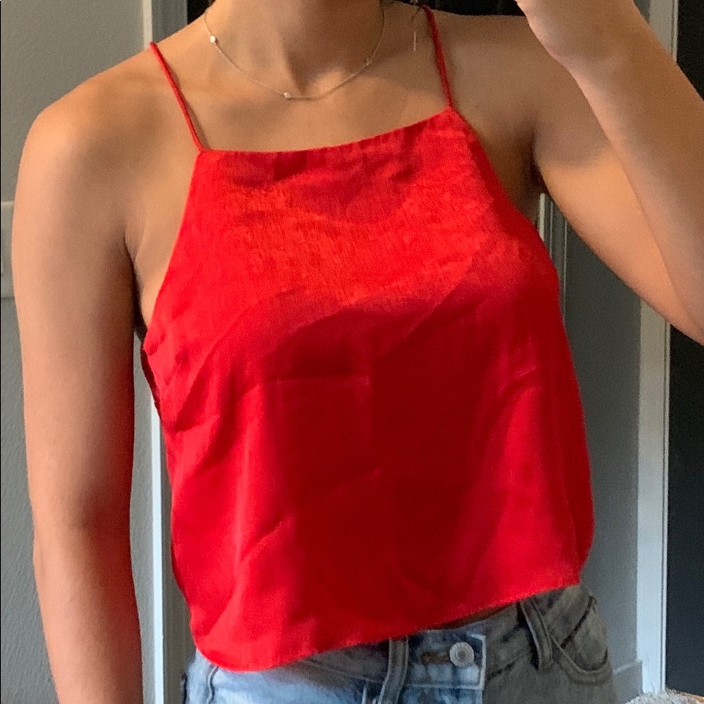 Forever 21 Red Satin Crop Top